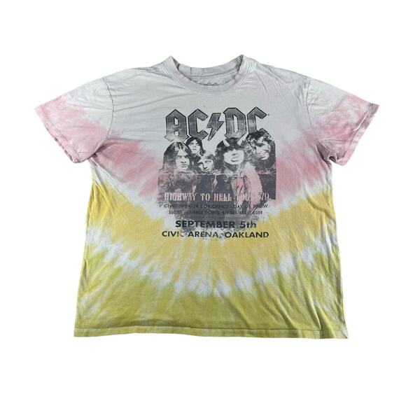 AC/DC Highway To Hell Shirt Mens Large Tie Dye Band Tee Retro 80s Rock N Roll - Picture 1 of 11